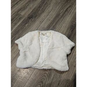 Girls Knitworks White Faux Fur Size 8 Kids Bolero Shrug